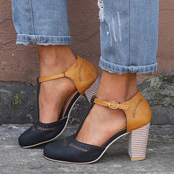 Women's Slip-On Heel Shoes with Moderate Heel and Soft Lining