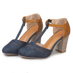 Women's Slip-On Heel Shoes with Moderate Heel and Soft Lining