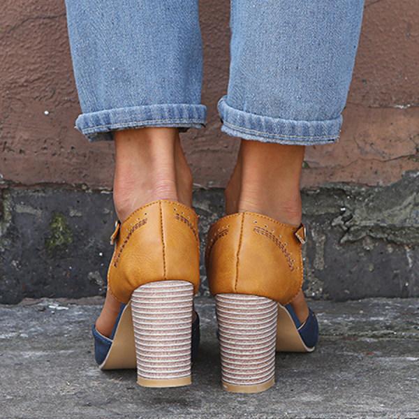 Women's Slip-On Heel Shoes with Moderate Heel and Soft Lining