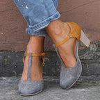Women's Slip-On Heel Shoes with Moderate Heel and Soft Lining