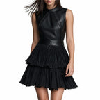 Kyline – Black Eco Leather Mini Dress
