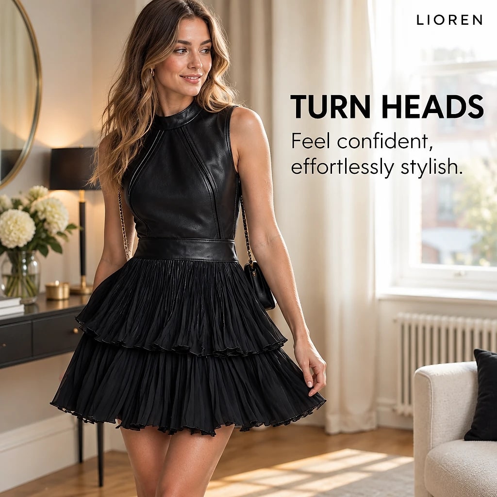Kyline – Black Eco Leather Mini Dress