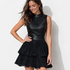 Kyline – Black Eco Leather Mini Dress