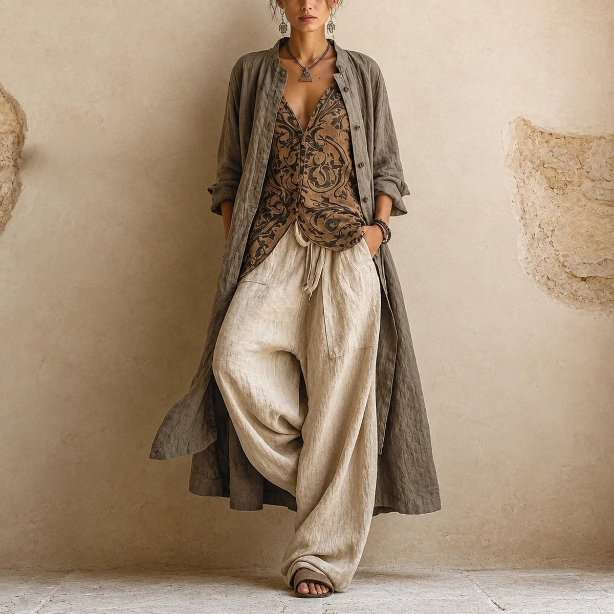 Liorenne – Natural 3-Piece Linen Set