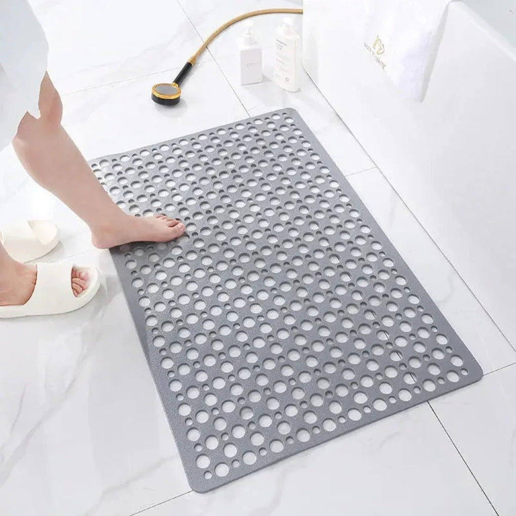 Non-Slip Shower Mat with Drain Holes and Textured Grip Surface