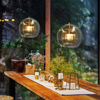 June Glass Globe Pendant Light Clear & Amber