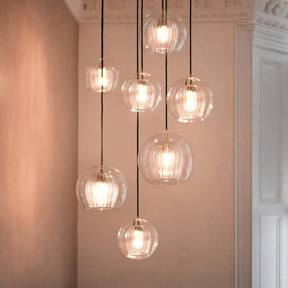 June Glass Globe Pendant Light Clear & Amber