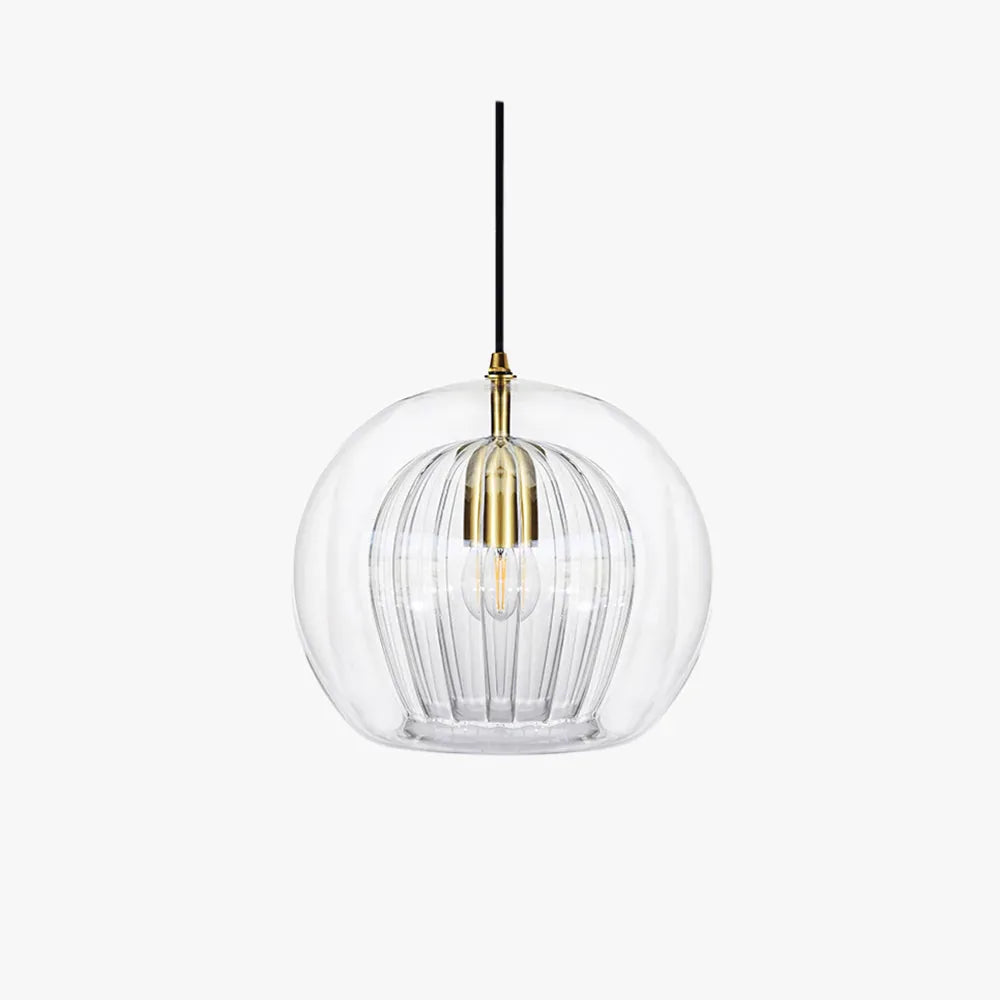 June Glass Globe Pendant Light Clear & Amber