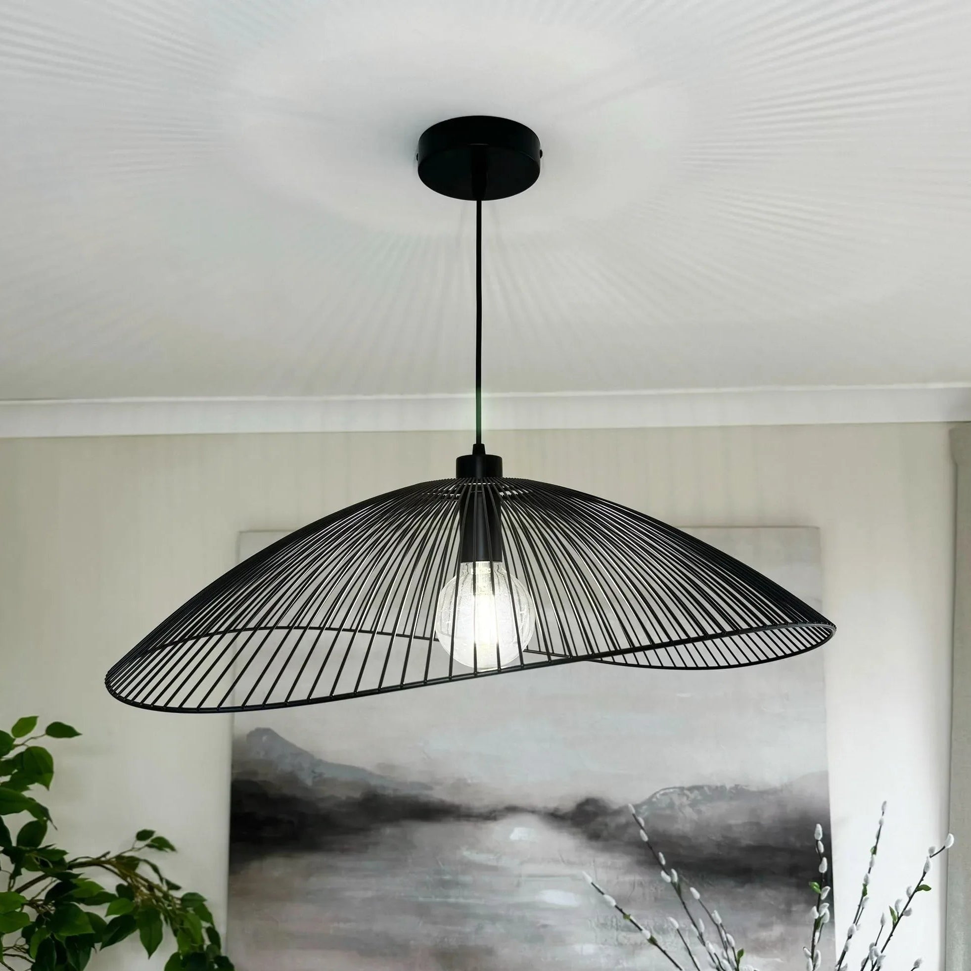 Warwick Pendant – Black Wire Dome Shade