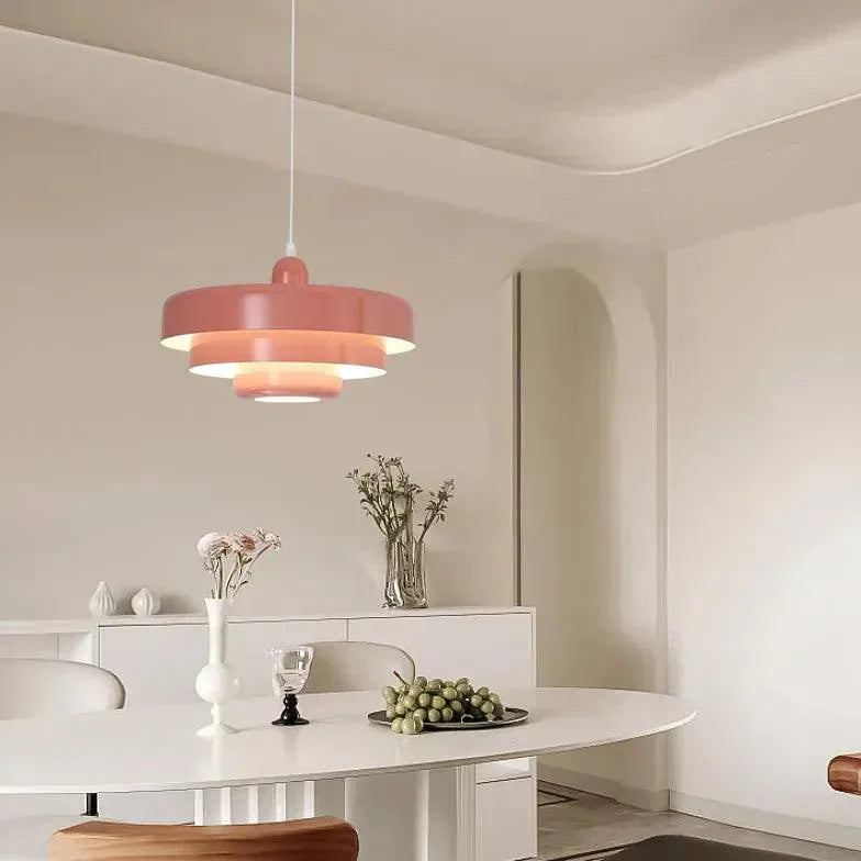 Morandi Layered Pendant Light Dimmable Metal for Dining Room