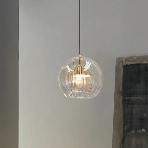 June Glass Globe Pendant Light Clear & Amber