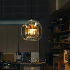 June Glass Globe Pendant Light Clear & Amber