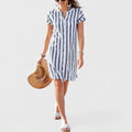 Sandrine – Striped Linen Shirt Dress