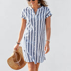 Sandrine – Striped Linen Shirt Dress