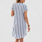 Sandrine – Striped Linen Shirt Dress
