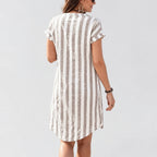 Sandrine – Striped Linen Shirt Dress