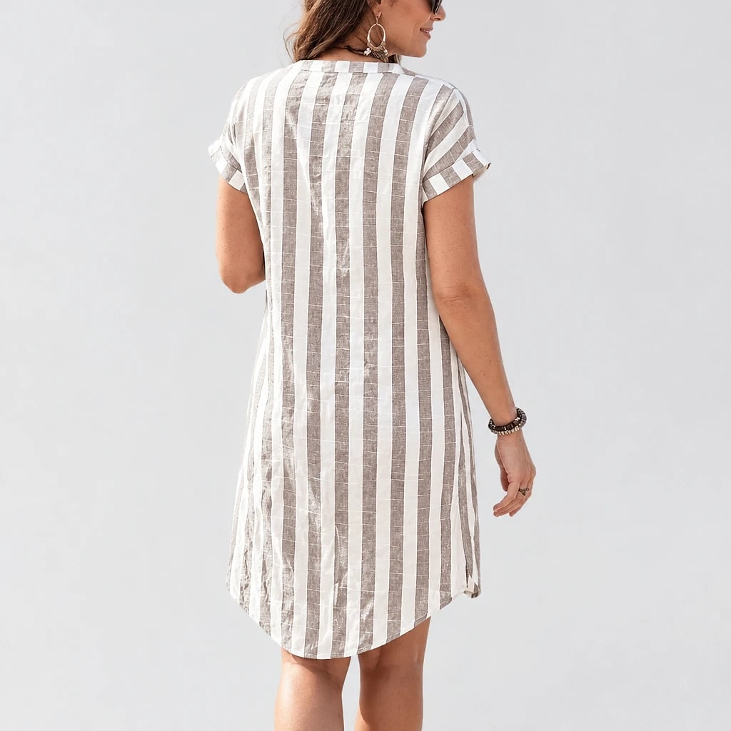 Sandrine – Striped Linen Shirt Dress