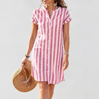 Sandrine – Striped Linen Shirt Dress