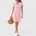 Sandrine – Striped Linen Shirt Dress