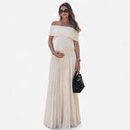 Selara – Maternity Pleated Maxi Dress
