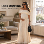 Selara – Maternity Pleated Maxi Dress