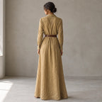 Veloria – Belted Lapel Maxi Dress