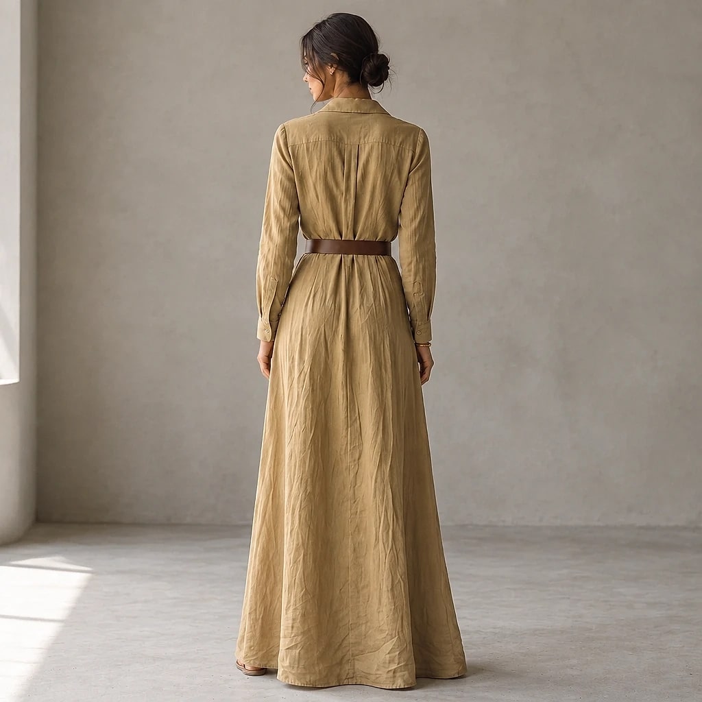 Veloria – Belted Lapel Maxi Dress
