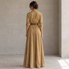 Veloria – Belted Lapel Maxi Dress
