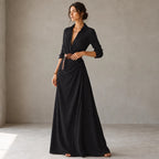 Veloria – Belted Lapel Maxi Dress