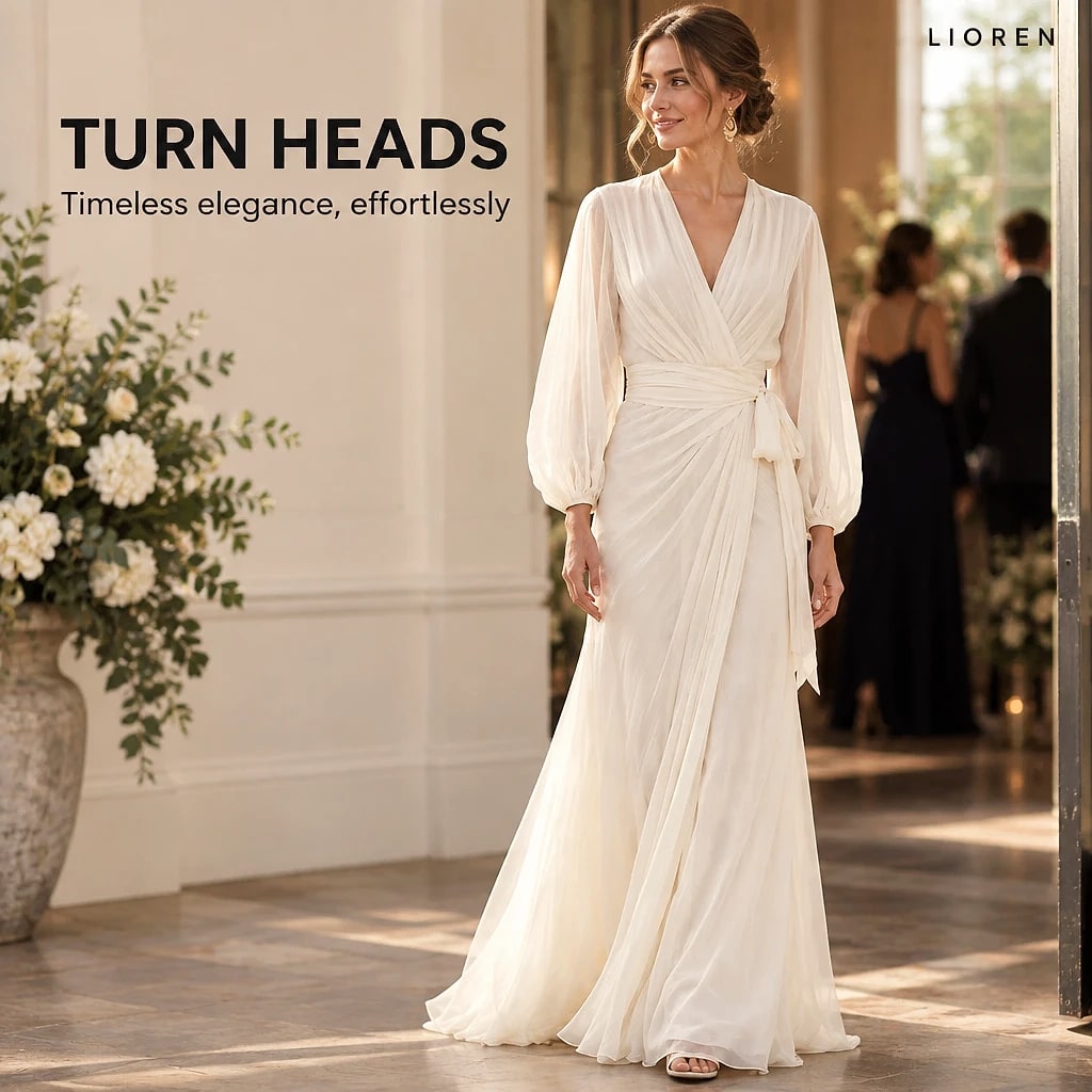 Veloria – Ivory Chiffon Maxi Dress