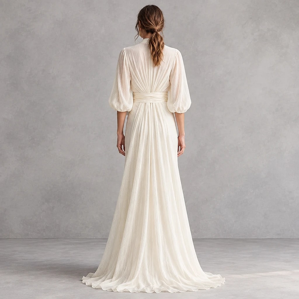 Veloria – Ivory Chiffon Maxi Dress