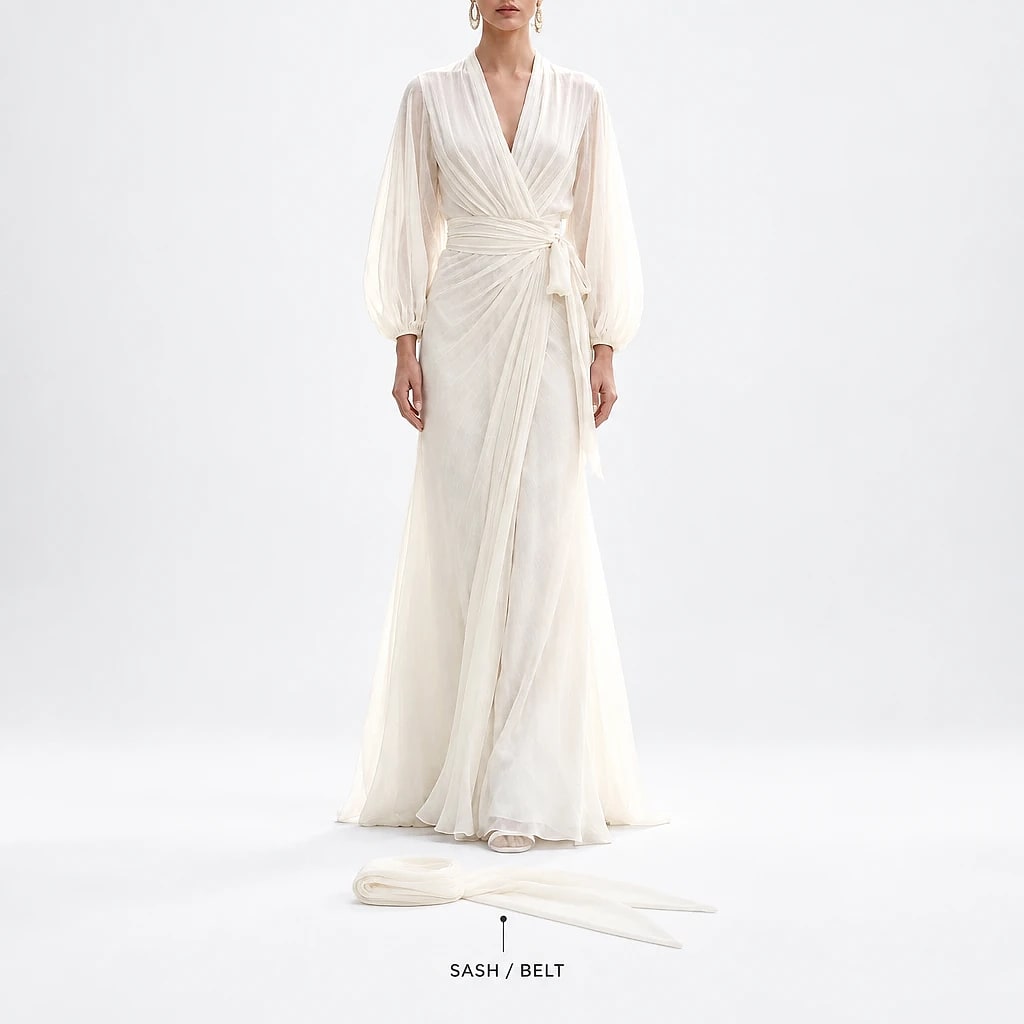 Veloria – Ivory Chiffon Maxi Dress
