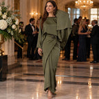 Veloria – Satin Batwing Maxi Dress