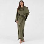 Veloria – Satin Batwing Maxi Dress