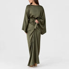 Veloria – Satin Batwing Maxi Dress