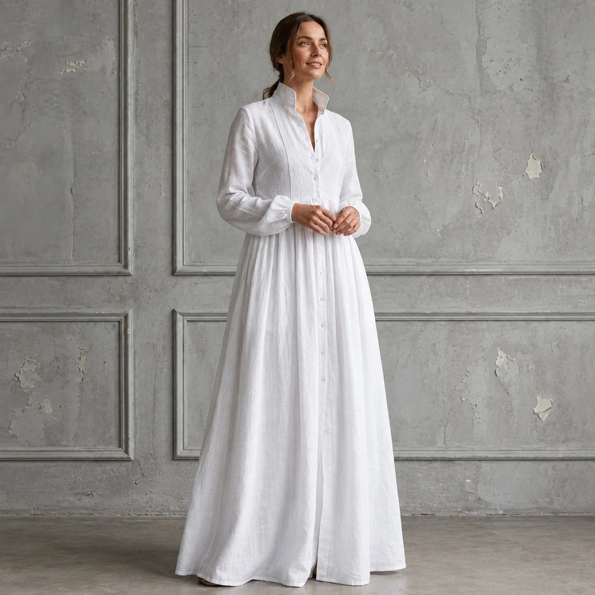 Velorne – Patchwork Linen Maxi Dress