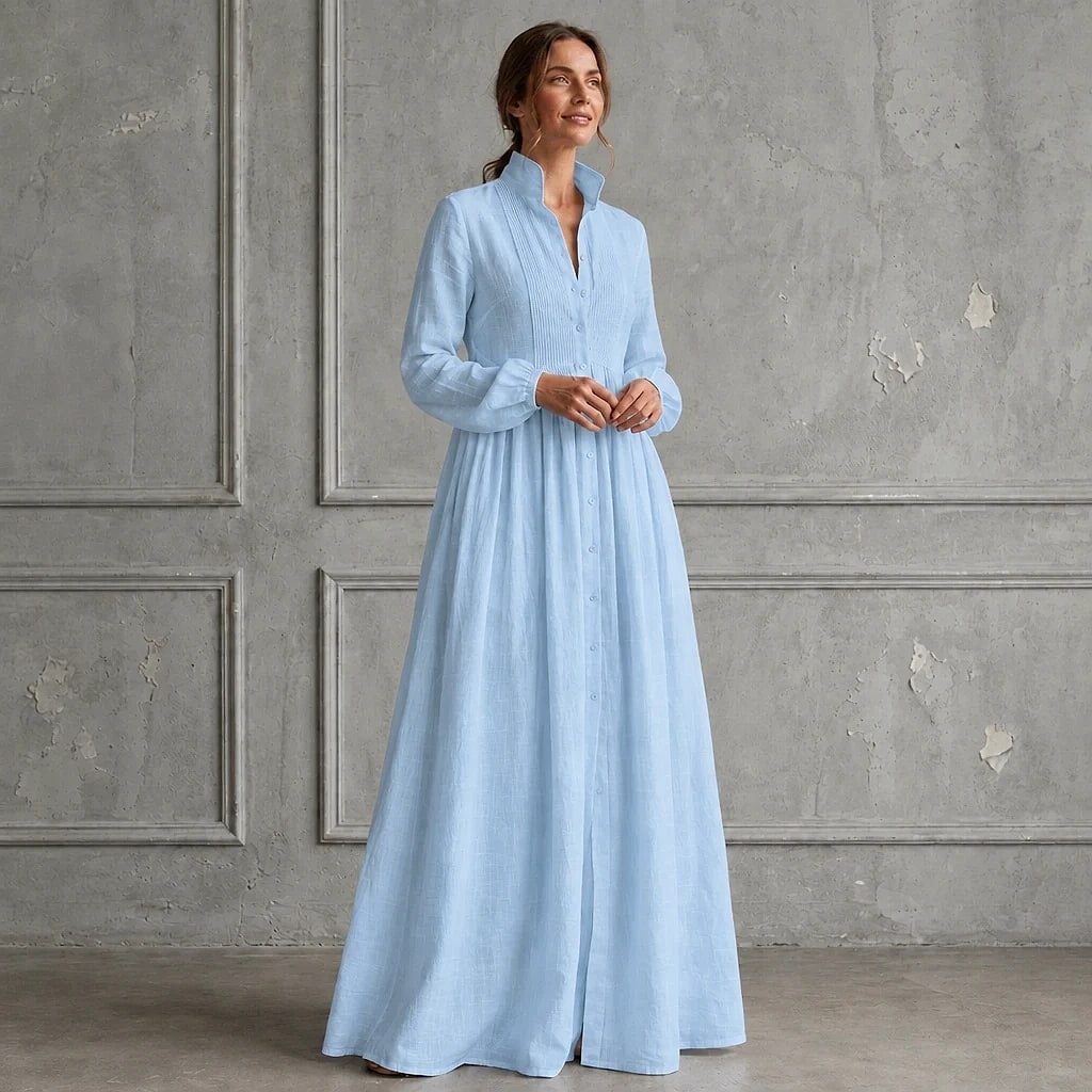 Velorne – Patchwork Linen Maxi Dress