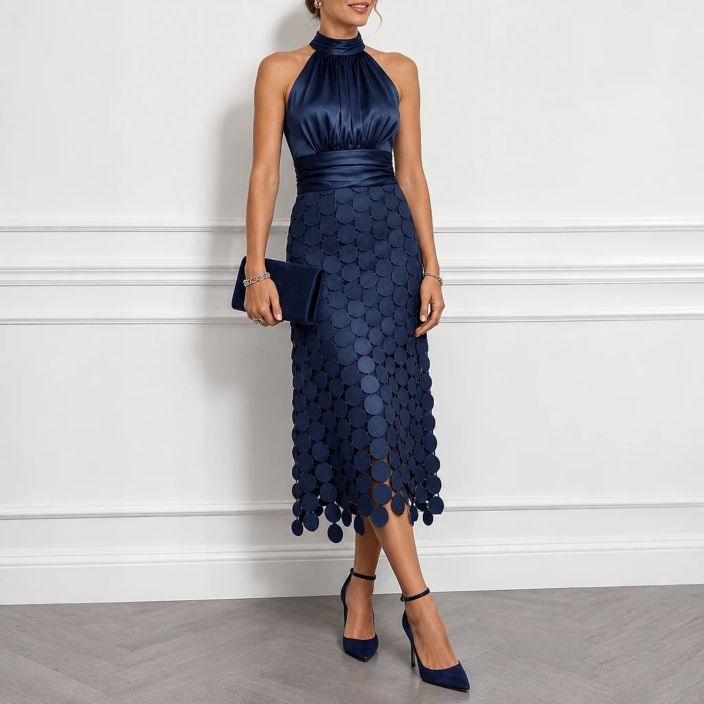 Velorne – Satin Circle Cutout Midi Dress