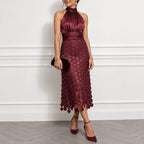 Velorne – Satin Circle Cutout Midi Dress