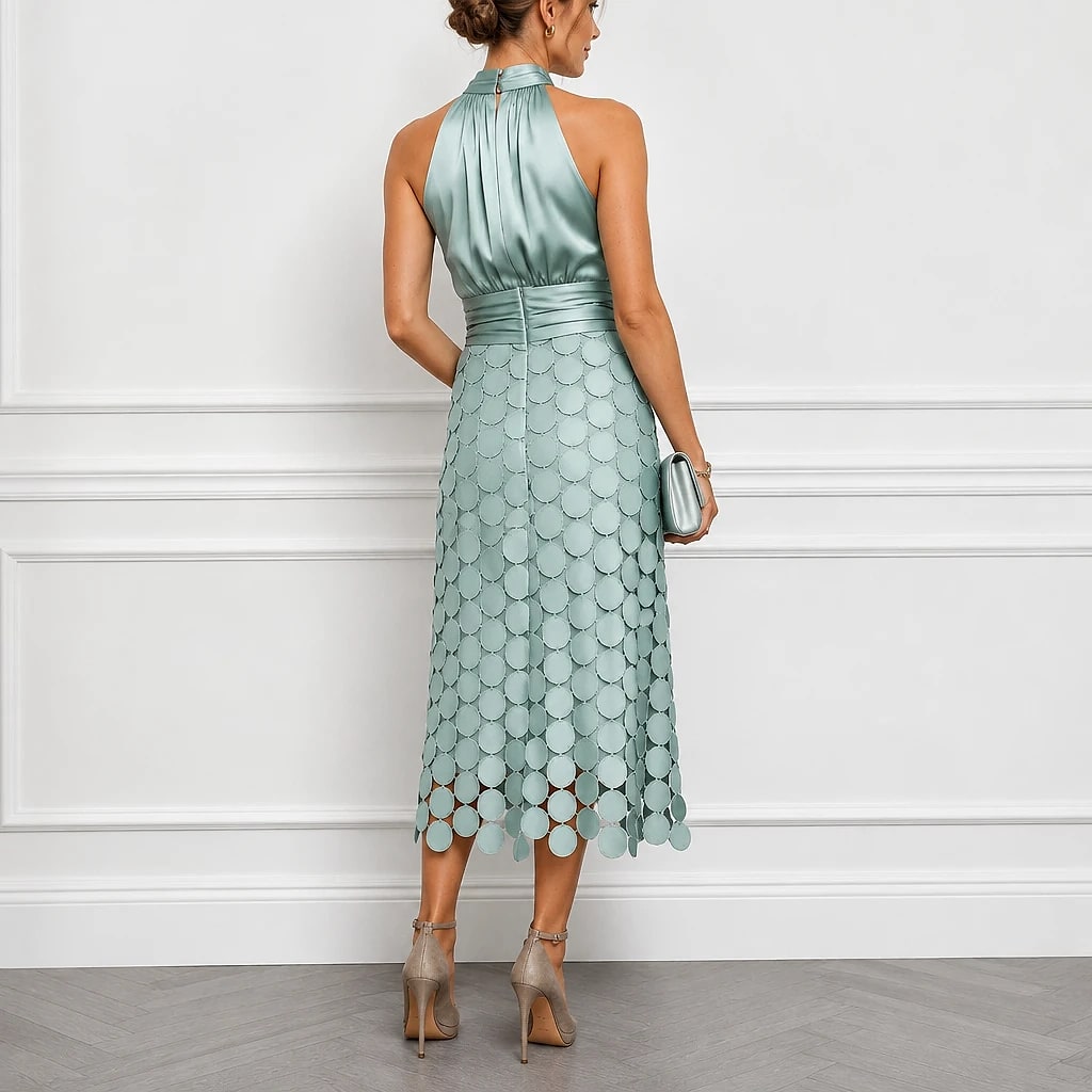 Velorne – Satin Circle Cutout Midi Dress