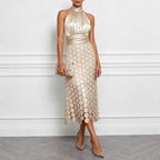 Velorne – Satin Circle Cutout Midi Dress
