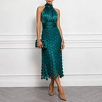 Velorne – Satin Circle Cutout Midi Dress