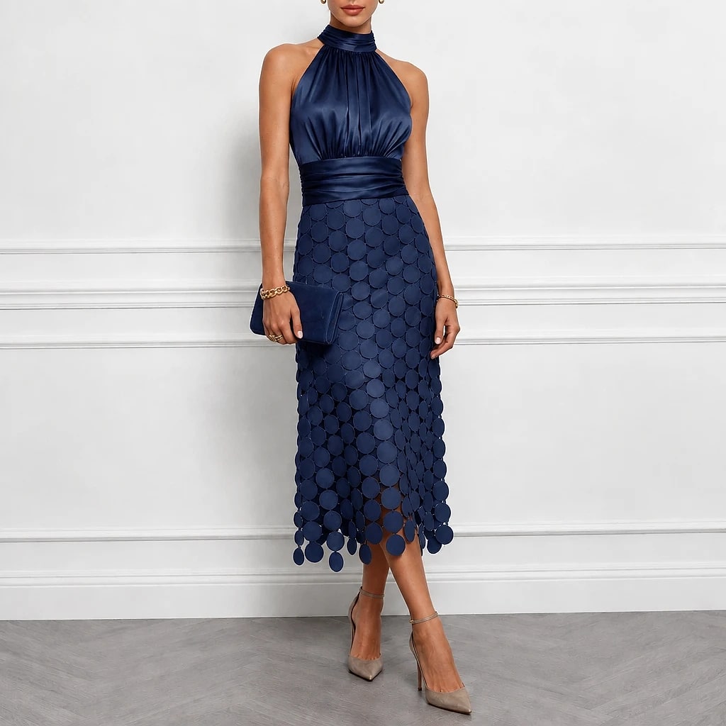 Velorne – Satin Circle Cutout Midi Dress