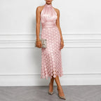 Velorne – Satin Circle Cutout Midi Dress