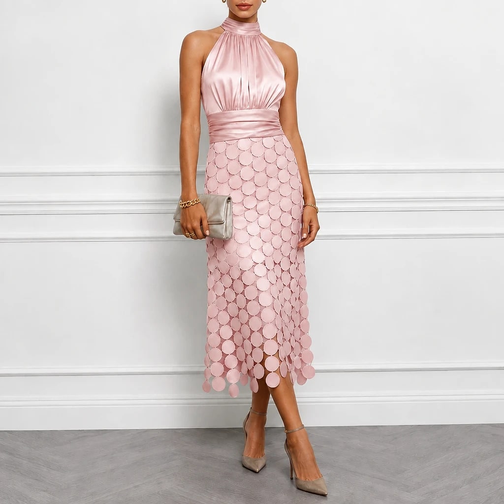 Velorne – Satin Circle Cutout Midi Dress