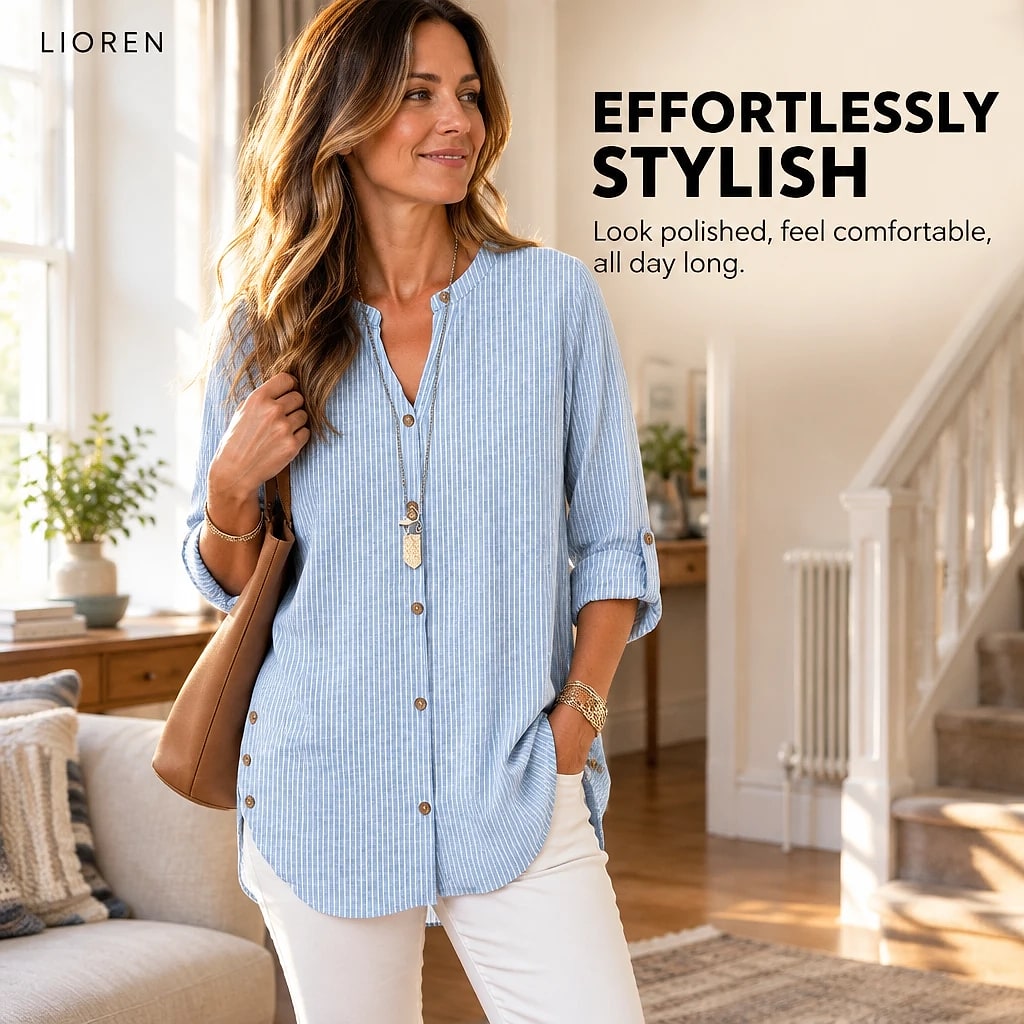 Velouri – V-Neck Striped Blouse