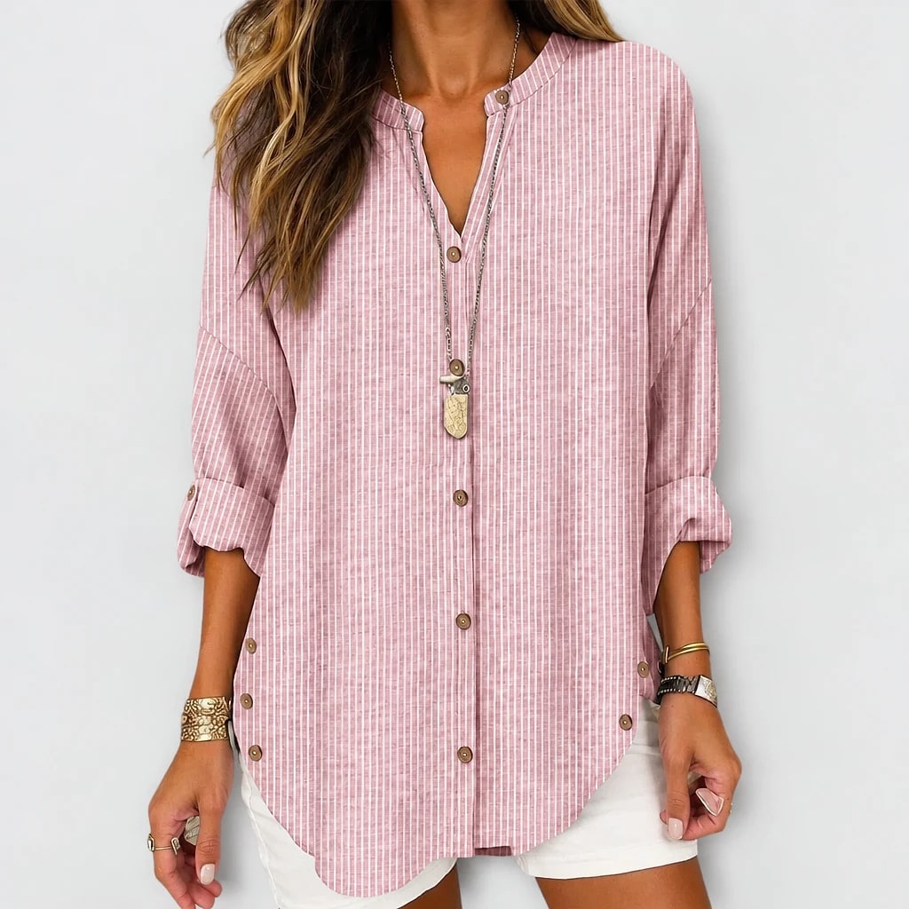 Velouri – V-Neck Striped Blouse