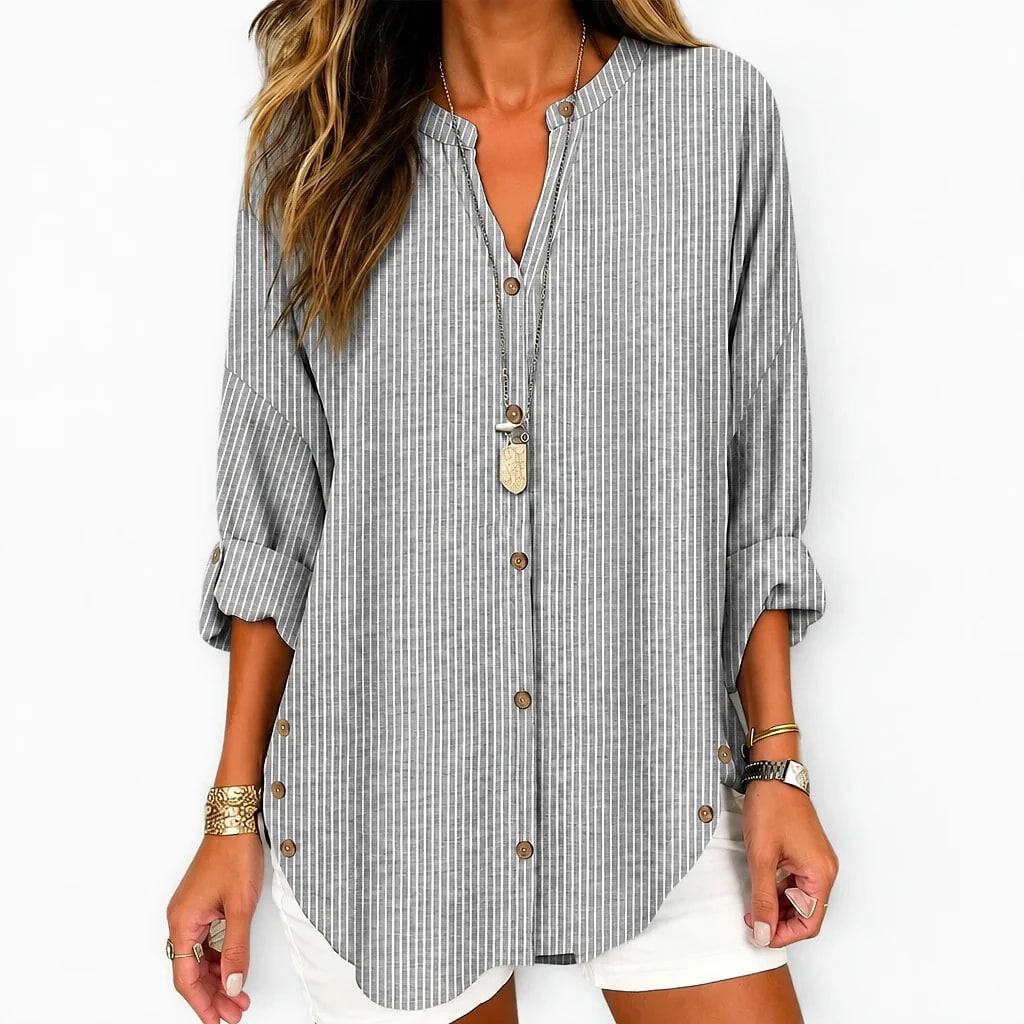 Velouri – V-Neck Striped Blouse