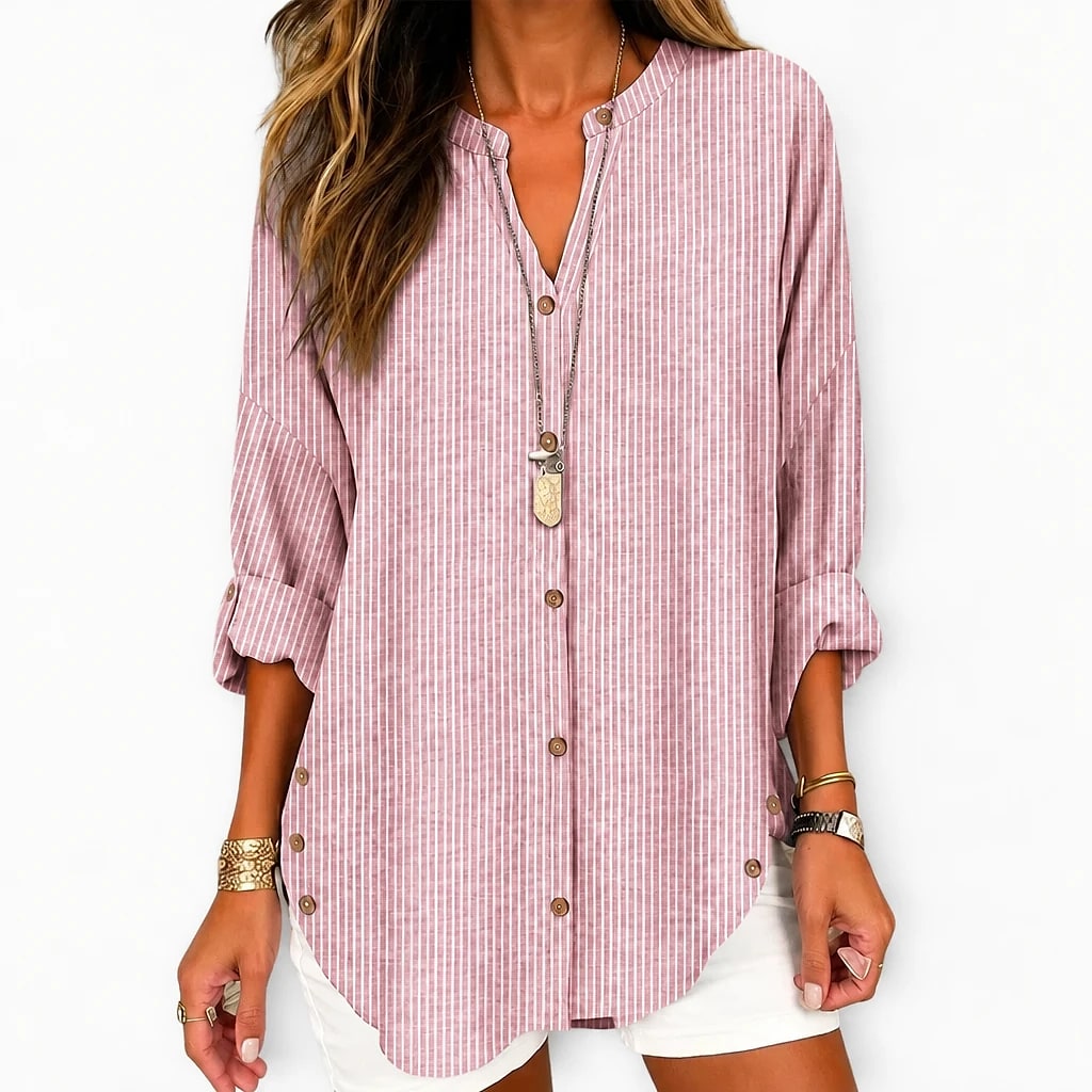 Velouri – V-Neck Striped Blouse