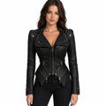 Vexra – Studded Peplum Biker Jacket